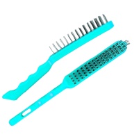 Щетка металлическая ручная, 4-рядная, пластиковая ручка, желтая (3306)